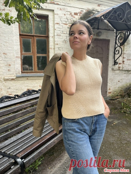 Жилет (топ ) Бордо (в технике поперечного вязания). Крючок. "Азбука вязания" 04/2025