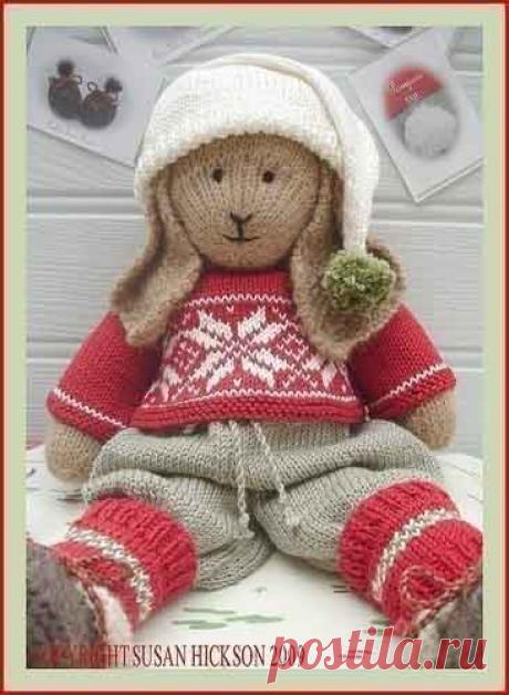 Зайка. Игрушка спицами, описание и схемы | LaChat