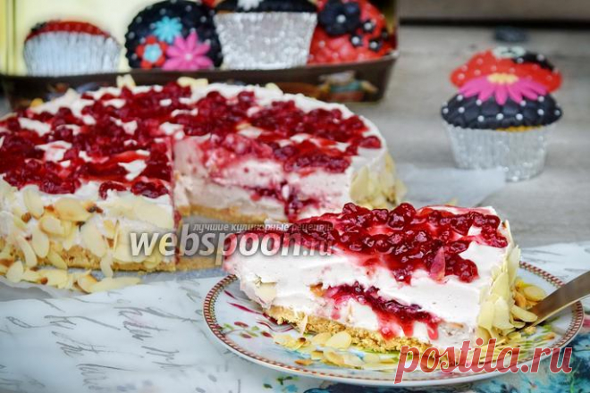 Торт Филадельфия с брусникой и миндалём рецепт с фото, как приготовить торт с сыром филадельфия на Webspoon.ru