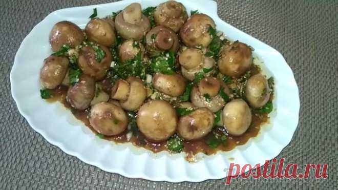 Шампиньоны с кунжутом. Пикантная закуска