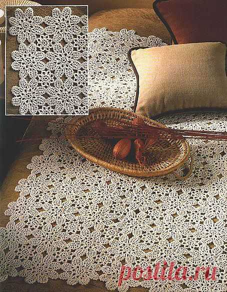 СКАТЕРТЬ С ЦВЕТОЧНЫМИ МОТИВАМИ КРЮЧКОМ