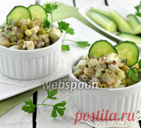 Салат из сардины в масле и горошка