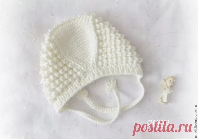 Вязаный чепчик для новорожденного - заказать на Ярмарке Мастеров - 80OYRRU Шапки, Хороль в Яндекс.Коллекциях