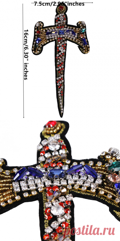 10 штук ручной работы из бисера крест Стразы Хрустальный меч Дизайн Нашивки Знак Аппликация Костюмы Украшенные Вышивание поставки th576 купить на AliExpress
