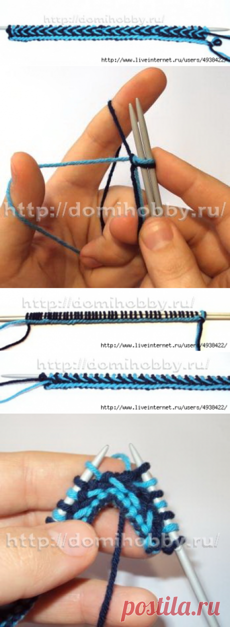 Вязание декоративной косички в прямом полотне и по кругу. Мастер-класс.