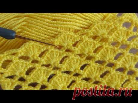 Easy Crochet Baby Blanket Pattern for Beginners Knitting - Kolay tığ işi şal battaniye örgü modeli..