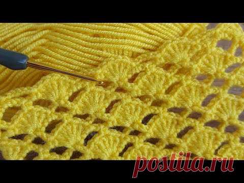 Easy Crochet Baby Blanket Pattern for Beginners Knitting - Kolay tığ işi şal battaniye örgü modeli..
