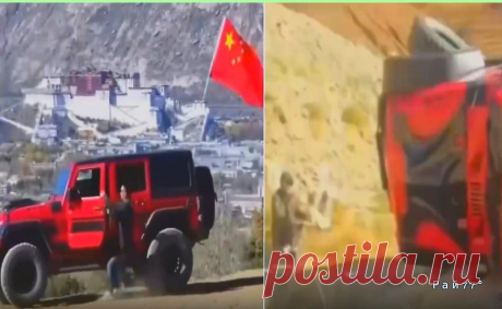 Автомобиль «сбежал» от китайского патриота, снимающего зрелищное видео