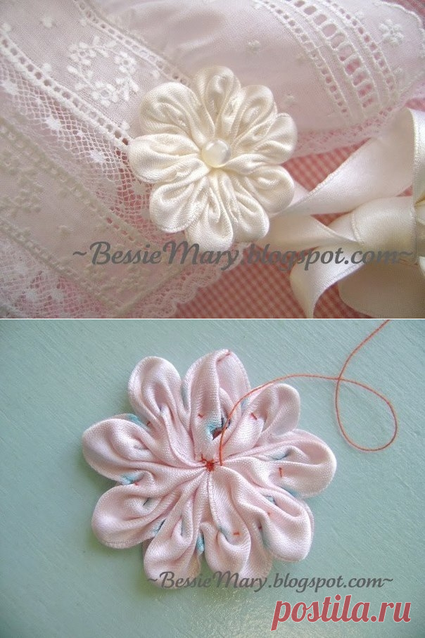 Цветок из атласной ленты