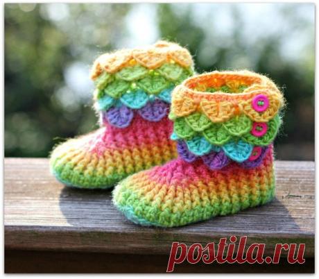 Пинетки крокодильчики крючком: описание и схема вязания, мастер класс