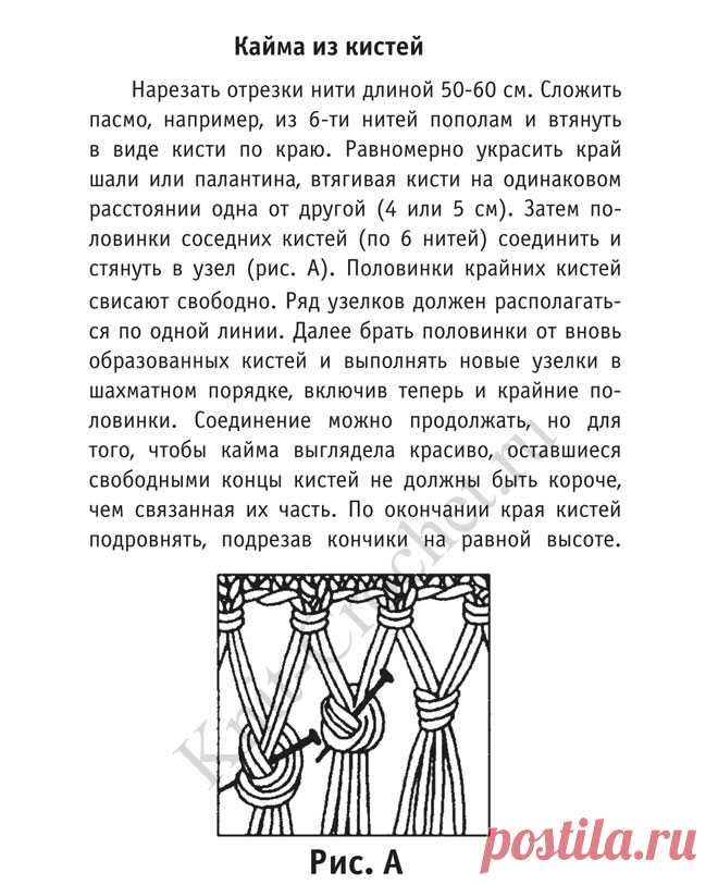Кайма из кистей. - Обозначения и инструкции - Вязание спицами - Каталог статей - Вязание спицами и крючком