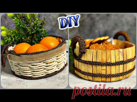 2 ИДЕИ ОТ КОТОРЫХ ВСЕ В ВОСТОРГЕ😍КРАСОТИЩА ИЗ ВЕРЁВКИ И ПРИЩЕПОК СВОИМИ РУКАМИ💠DIY ТВОРЧЕСКИЕ ИДЕИ