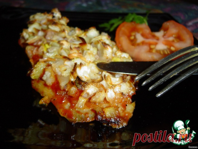 Рыба, запеченная с чесноком и луком Кулинарный рецепт