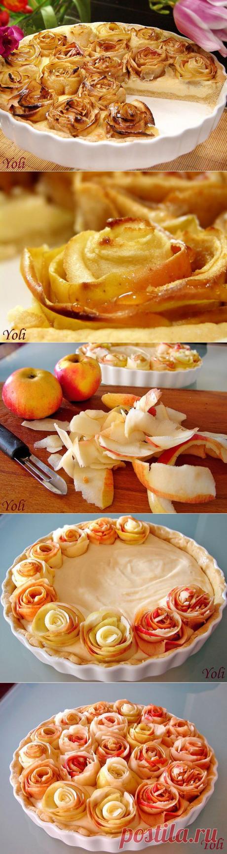 Роскошный торт "Яблочные розы".