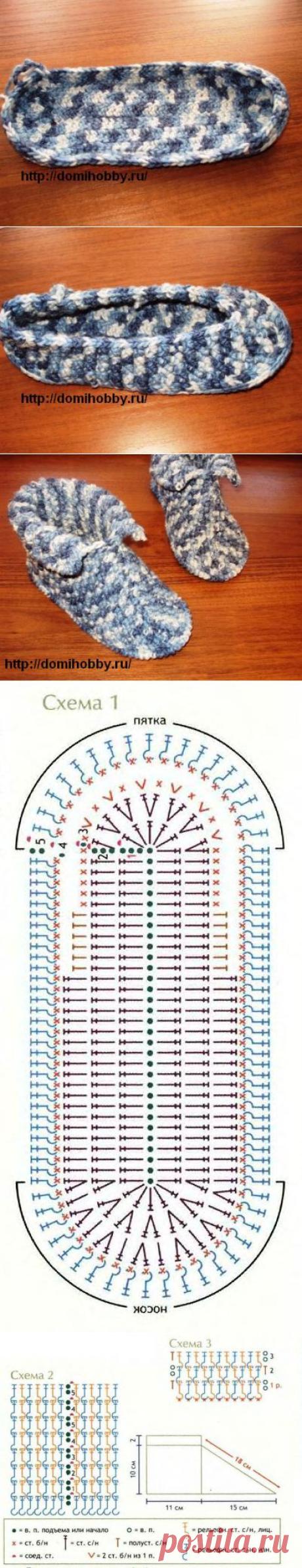 Теплые тапочки крючком