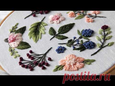 Вышивка для начинающих. Цветы и ягоды. Схема для вышивки 