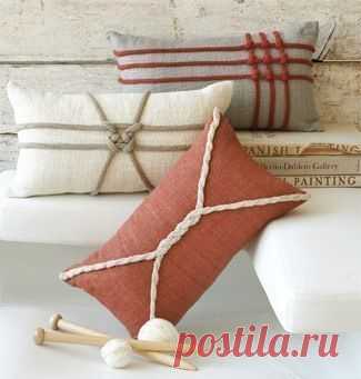 Три подушки с узлами из веревок (Diy) / Подушки /