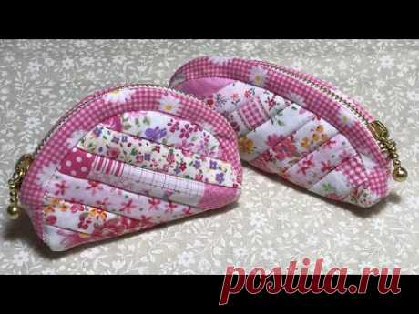 【手芸】ミシンキルトのミニポーチ【Sewing machine quilt mini pouch】【Швейная машина стеганый мини-чехол】