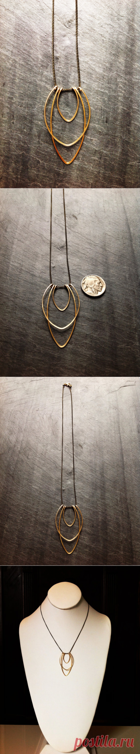 Geometric Hammered Flame Necklace By Loop от LoopHandmadeJewelry