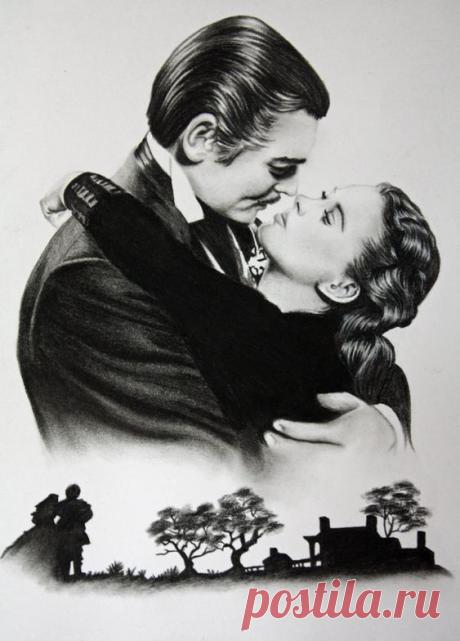 A charcoal drawing of one of my most favorite movies. Gone with the Wind 9X12 Charcoal Gone with the Wind