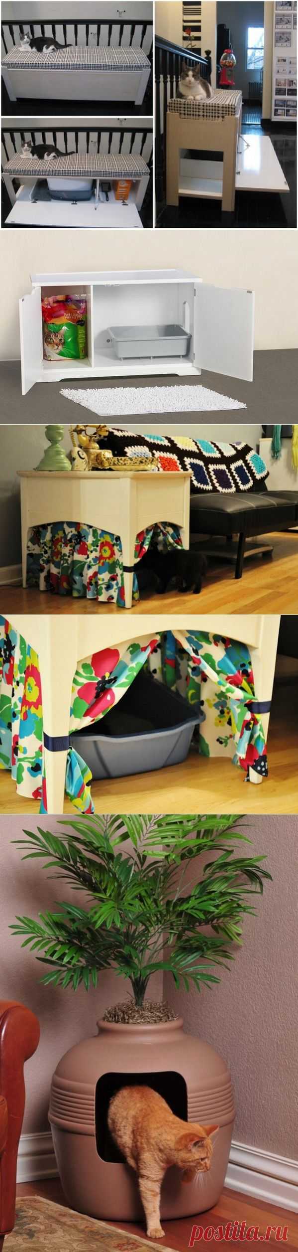 Оригинальные идеи как спрятать кошачий туалет