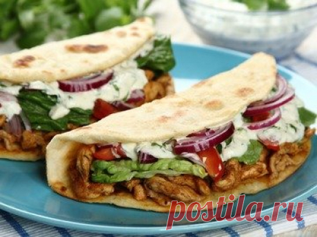 Греческий гирос в пите с соусом Цацики - простой и вкусный рецепт с пошаговыми фото