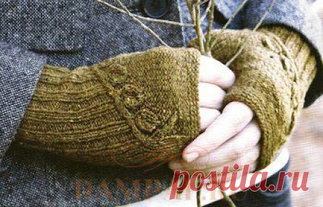 Вязаные митенки «Twigs and willows mitts» | DAMские PALьчики. ru