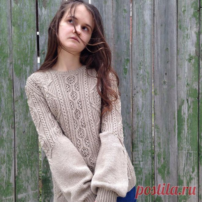 Джемпер вязаный женский песочного цвета – купить на Ярмарке Мастеров – M6TQKRU | Джемперы, Чайковский Джемпер вязаный женский песочного цвета в интернет-магазине на Ярмарке Мастеров. Джемпер связан из качественной пряжи - меринос с шёлком (производство Италии). Красивый узор связан по японской схеме. Романтичная и нежная кофточка. Натуральный состав пряжи и цвет делают вещь уютной и хорошо сочетаемой с разной одеждой. Интересный фасон рукавов - узкие сверху и широкие внизу.