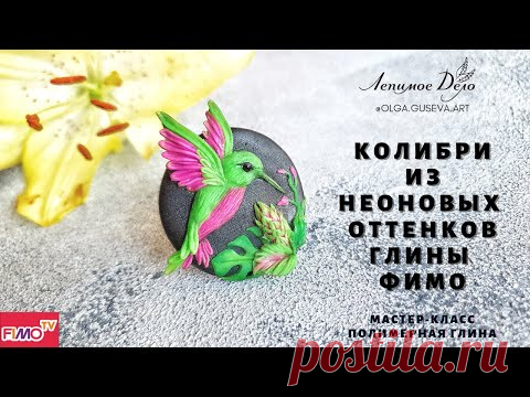 Мастер-класс: Брошь с колибри из полимерной глины FIMO Neon/polymer clay tutorial