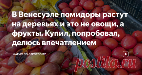 В Венесуэле помидоры растут на деревьях и это не овощи, а фрукты. Купил, попробовал, делюсь впечатлением Сначала, когда я увидел их на продуктовом рынке в Каракасе, ничего не понял: вроде бы овощные ряды остались на первом этаже, а я на втором этаже с фруктами, почему здесь лежат помидоры среди персиков, ананасов и манго? — Так это же фрукты, — удивленно ответил на мой вопрос переводчик, — ты разве не знал? О то, что помидор — не овощ, а фрукт, я, конечно догадывался, но н...