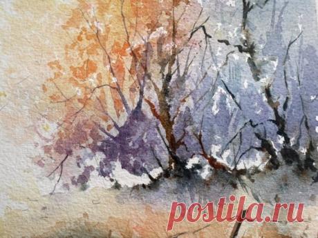 Необычный пейзаж акварелью