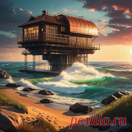 Дом в стиле стимпанк на море