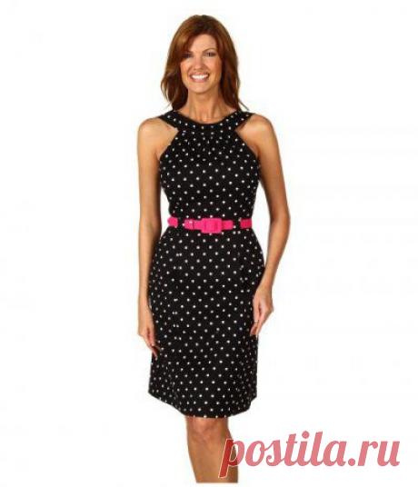Модные фасоны платьев в горох. Модное платье в красный, белый, черный, синий горошек
