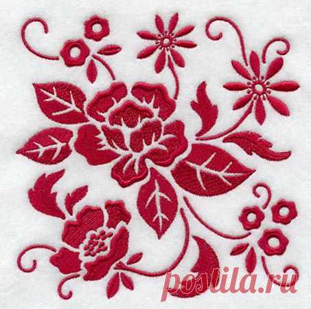 Machine Embroidery Designs at Embroidery Library! - Simply Red Floral Square