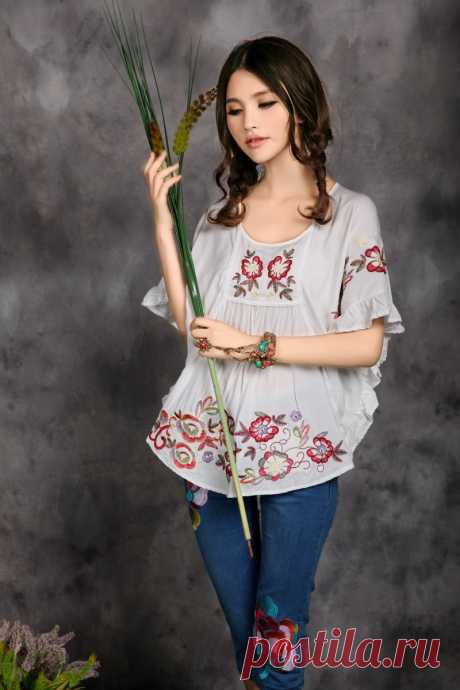 shirt running Picture - More Detailed Picture about Plus size clothing Mexican style mother mum loose ethnic blouse bat sleeve embroidery shirt vintage hippie top blusa for women Picture in Tyre Care from Ethnic Clothing Store. Aliexpress.com | Alibaba Group