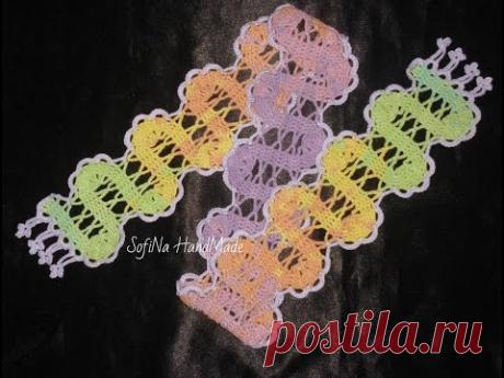 Вяжем шарфик крючком в технике &quot;Брюггское кружево&quot; часть 1, детский шарфик. Scarf crochet - YouTube