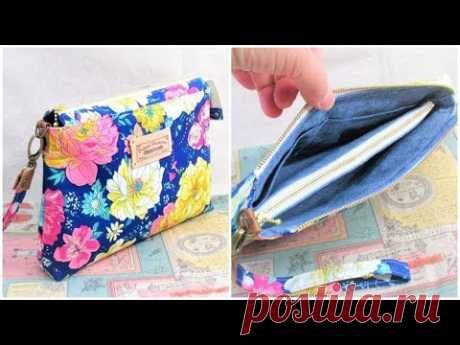 DIY clutch bag tutorial　クラッチバッグ作り方　 Zipper Pouch   ポーチの作り方 - YouTube