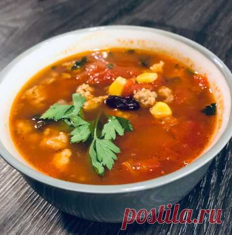 Острый мексиканский суп с фасолью. #суп