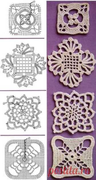 lots of granny blocks with patterns  ✿Teresa Restegui http://www.pinterest.com/teretegui/✿