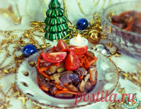 Салат с печенью и грибами – кулинарный рецепт