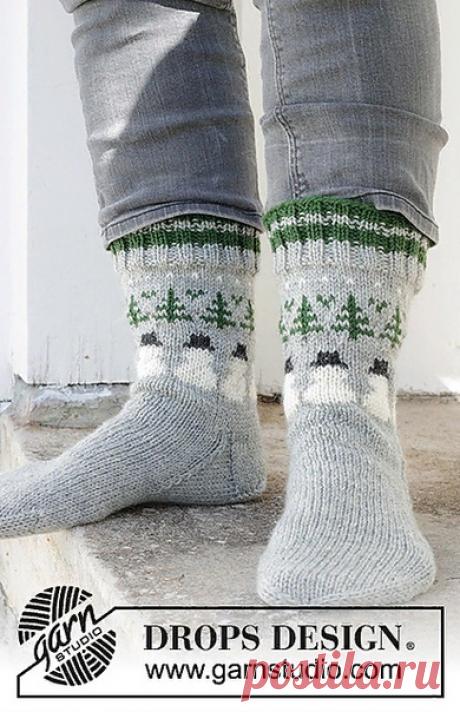Носки от DROPS Design со снеговиками и елочками