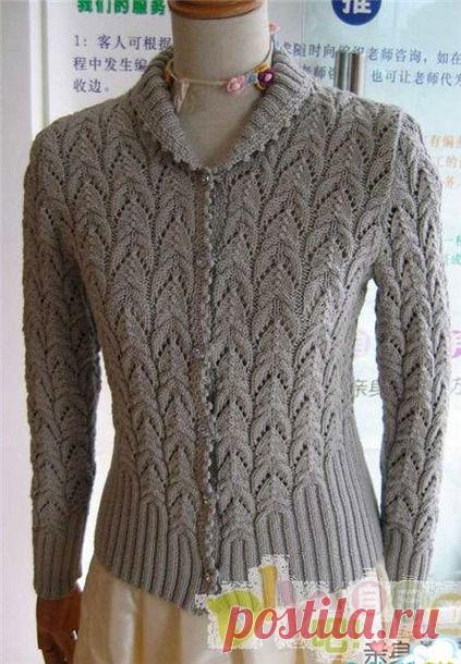 Серый жакет по схемам- японские ажуры - Вязание - Страна Мам