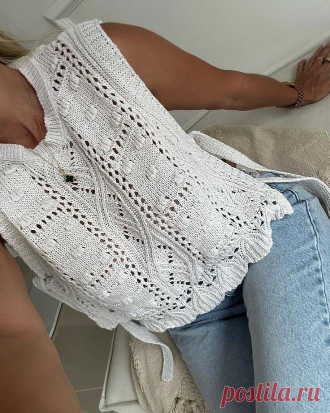 3 КРАСИВЫХ ТОПА СПИЦАМИ НА ЛЕТО 2025! Подборка для вдохновения! | Копилка узоров (Вязание спицами) | Дзен