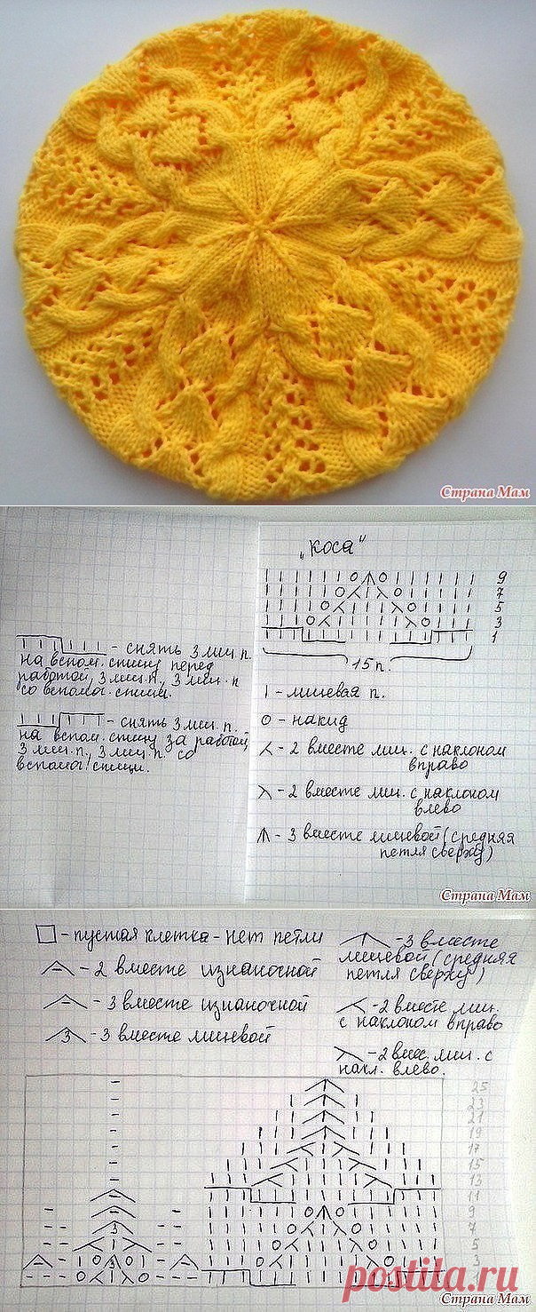 АЖУРНЫЙ БЕРЕТ СПИЦАМИ