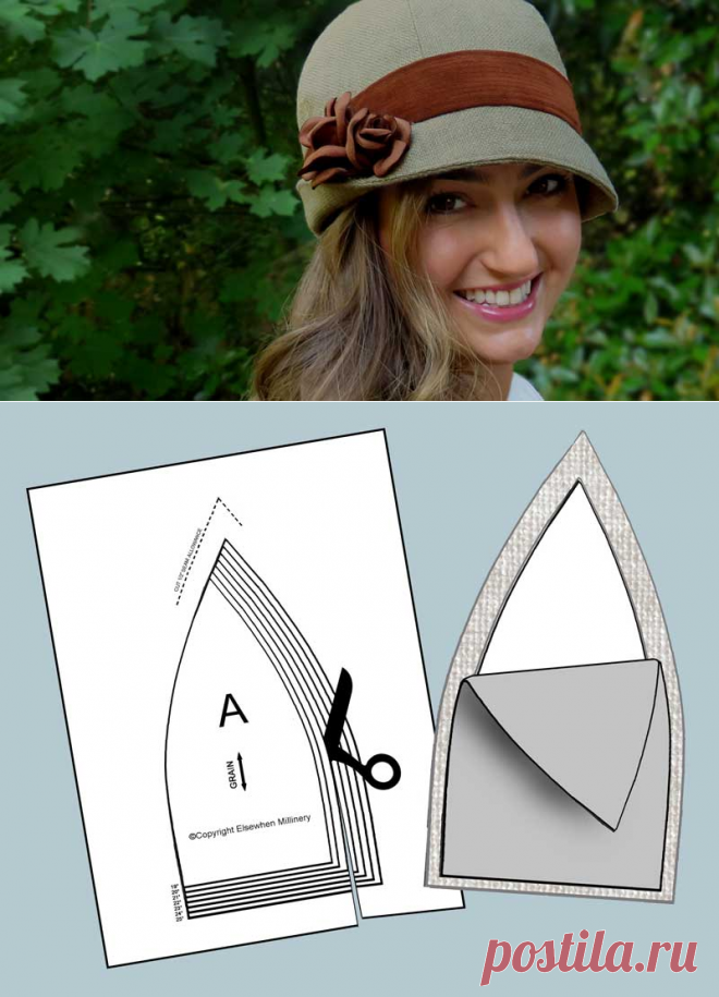 Шляпа с розой.Выкройка.Учебник.