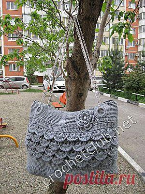 Сумочка, связанная из ленточной пряжи - Вязание Крючком. Блог Настика