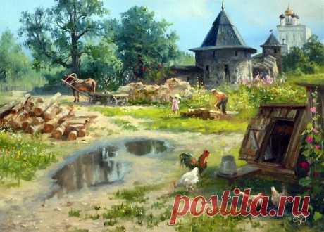 луг.околица.домишко.худ. Василий Жданов