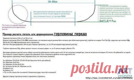 КАК СВЯЗАТЬ ГОРЛОВИНУ ТАК, ЧТОБЫ И ЧЕРЕЗ ГОЛОВУ ПРОЛЕЗАЛА, И НА ШЕЕ НЕ БОЛТАЛАСЬ, И КРАСИВОЙ КРУГЛОЙ ФОРМЫ БЫЛА? 

Для этого есть простой алгоритм. 
Он настолько универсален, что его можно использовать при расчете петель для вязания горловины как взрослой, так и детской одежды из различных видов пряжи. 

Данный расчет приведен для формирования классической круглой горловины. 
Но вы можете углублять и расширять ее - оформление скругленных участков останется прежним. 

Весь ...