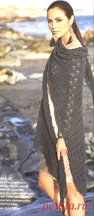 Треугольная шаль на спицах. Схема. /