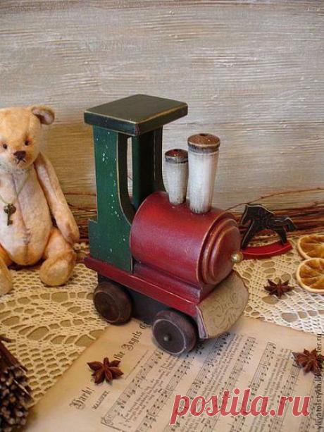 Паровозик в винтажном стиле для Вашего интерьера - бордовый,паровоз,паровозик